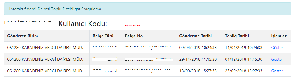 İnteraktif vergi dairesi toplu e-tebligat sorgulama